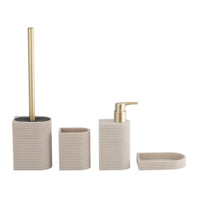 China 4pcs branco e cor de areia acessórios de banheiro únicos com linha de círculo sabão branco borracha de tigela à venda