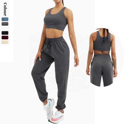 China SportWear Fitness Women Antibacterial Antibacterial Running Women Gym High Waist Leggings With Pockets Sports Bra Tracksuit for sale