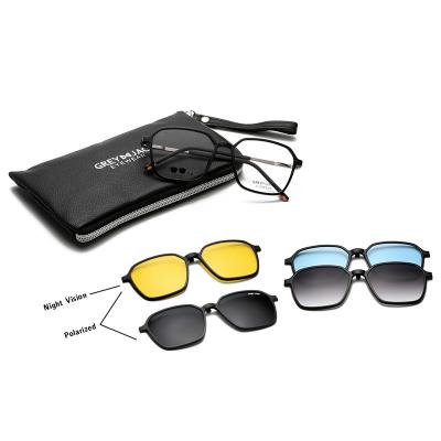 China Trendy Sunglasses GREY JACK New 4 PCS Magnetic Lens Polygon Shape TR90 Frame Women Men Clip on Sunglasses 6094 for sale