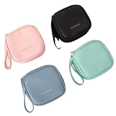 China Custom Fashion Aliexpress Hotsale Logo Change Lipstick Pu Small Square Sanitary Napkin Bag For Lady for sale