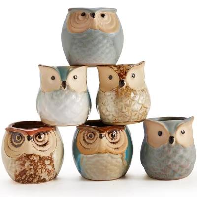 China 6pcs/lot Flower Pot Planters Flowing Glaze Base Serial Set Succulent Cactus Plant Container Planter Bonsai Pots Ceramic for sale