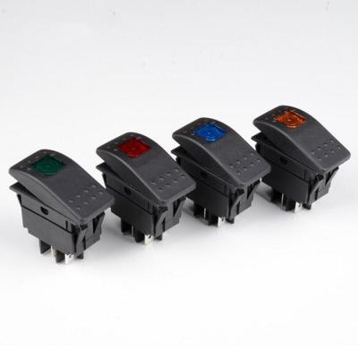 China 3 Pin Refitting Switch Speed ON-OFF Switch Button With Red Light Self Reset Rocker Switch RK1-06 For Cars for sale