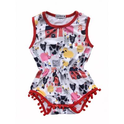 China Flamingo soft breathble comfortable floral newborn milk chicken romper onsie babies pompom silk romper summer for sale