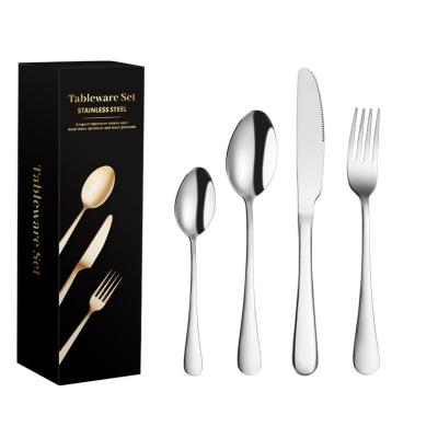 China Sustainable 24PCS stainless steel cutlery Restaurant hotel wedding banquet knife fork spoon silverware set can be reused for sale
