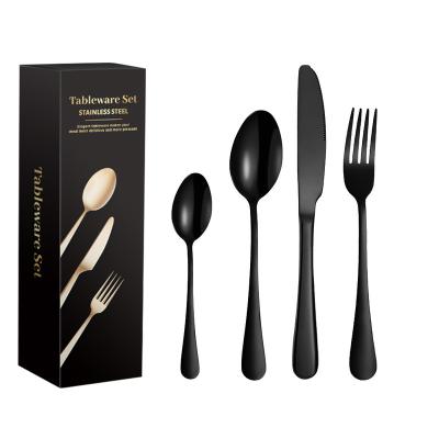 China Sustainable High quality 24PCS stainless steel knife and fork spoon Hotel restaurant Dishwasher safe royal luxury cutlery set wholesale for sale