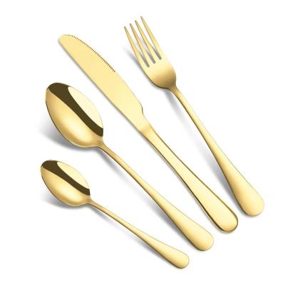 China Sustainable Royal 4pcs gold spoon fork knife flatware set Reusable for the home cutlery set stainless steel for sale