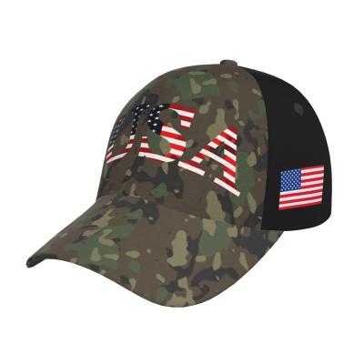 China USA Flag Letters Tactical Camouflage Baseball Cap Classic Adjustable Dad Hats for Men Women for sale