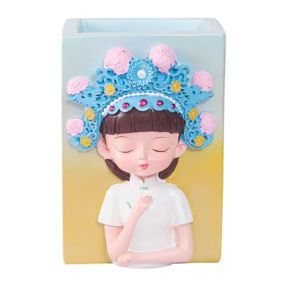 China Gifts Storage Graduation Desk Gift for Teacher Phoenix Crown Cheongsam Girl Pen Holder Decoration for sale