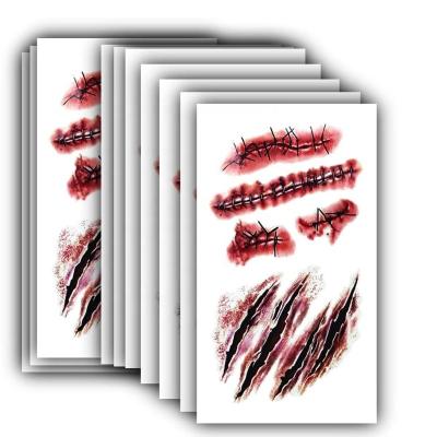 China China Halloween Horror Dot Scar Scab Tattoo Sticker Realistic Halloween Bloody Wrapped Wrapped Prank Waterproof Makeup Props Fake China Horror Scar Scab Tattoo Sticker for sale