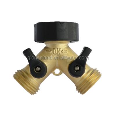 China home & Garden Irrigation GESU Garden Hose 2 Way Splitter - Solid Brass Y Tap Connector Valve - Leak Free Guarantee for sale