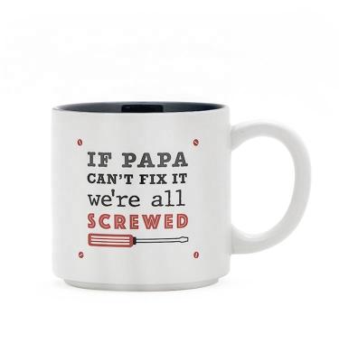 China Taza de cerámica de papá Taza de café de color blanco con palabras creativas