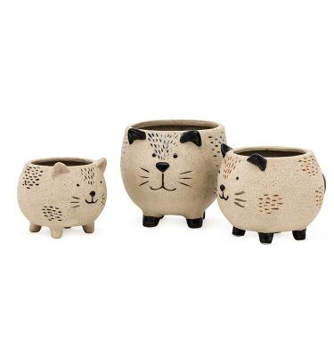 China Unico Gato Gato Flor Succulenta Pot en Cerámica Cerámica Mayorista Venta caliente Adorable Instagram 3D Flor / Succulentas Potes en venta