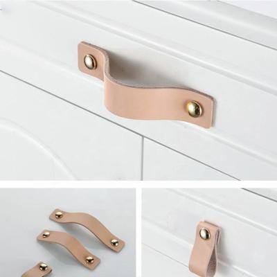 China Contemporary 8 Colors Cabinet Leather Handle Soft Dresser Drawer Door Knobs Pulls Furniture Dresser Knobs Kitchen Knob for sale