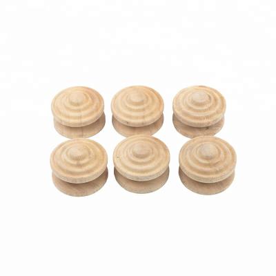 China 2021 Farmhouse Factory Direct Hardware Birch Knob Round Cabinet Round Wood Cabinet Drawer Handle Mushroom Knob Wood Pull Handle for sale