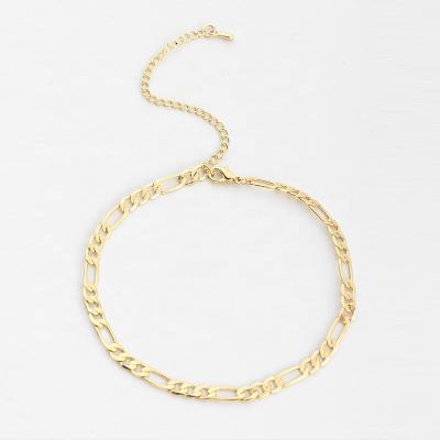China Vintage New Design Fashion Gold Anklet Copper Metal NK Simple Chain Anklets For Girls for sale