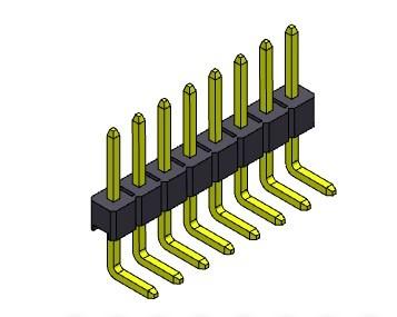 China Einzelne Reihe Pin Header Connectors 2.54mm RECHTWINKLIGER TYP 1 *2 PIN To 1*40PIN H=2.54mm zu verkaufen