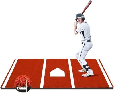 Chine Mat de battage rouge de base-ball en gazon synthétique de 12' x 6' pour le terrain d'entraînement résidentiel à vendre