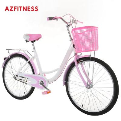 China Retro Bicycle 24 Inch 26 Inch City Bike 22 Speed Popular Adult Men Sports Classic Ladies Simple Green Beige Simple Life With Basket for sale
