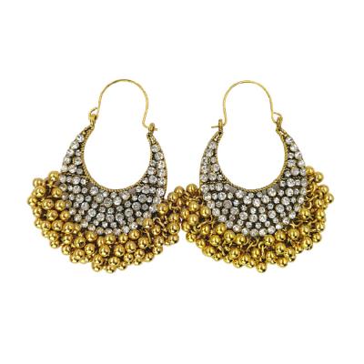 China 2021 CBS Indian Jhumki Jhumka Jhumka Jhumki Retro Vintage Jewelry Oxidized Alloy Oxidized Alloy Rhinestone Gypsy Earrings Retro for sale