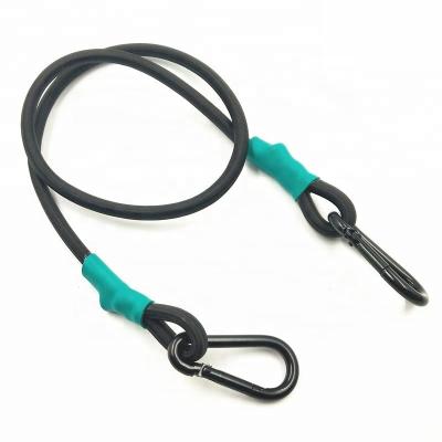 China The exterior is polyester; inside is high quality UV Resista 100% outdoor latex 10mm polyester bungee jump rope with hook for sale