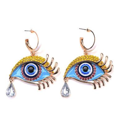 China Vintage Rhinestone Crystal Eye Drop Earrings For Women Large FASHIONABLE Exaggerated Bad Boho Jewelry for sale