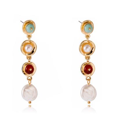China Handmade FASHIONABLE pearl and round natural stone tassel earrings for sale