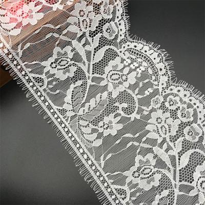 China NON-lastic ZSY 17cm Wholesale Nylon Flower Embroidered Lace Fabric French Eyelash Lace Trim For Lingerie for sale