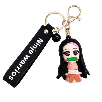 China As Picture Shows Cartoon Demon Slayer Keychains 3D Dolls Car Ornaments Promotional Wholesale Car Key Chain Pendant Accessories Gift for sale