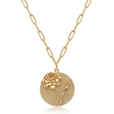 China January-December Necklace CLASSIC Flower Chain Paper Clip Necklace Coin Plating Fashion Amazon Pendant Necklace for sale
