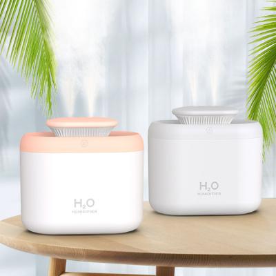 China Car 3L Dual Nozzle H2O Air Humidifier Cool Aroma Essential Oil Diffuser Ultrasonic USB Air Humidifier with Coloful LED Light for sale