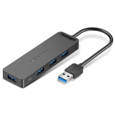 China Nickel Plated Vention Mini Multiport Hi-Speed USB 3.0 Data Hub for Phone HD TV Computer Rechargeable 4 in 1 USB Hub for sale