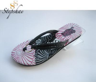 China Wholesales Popular Waterproof Waterproof Flat Sandals Cardboard Flowers Printed Flip Flops For Kids for sale