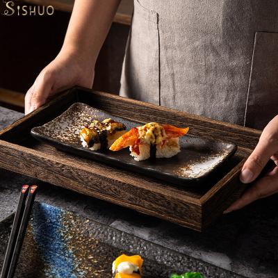 China Sustainable 12inch Porcelain Japanese Sushi Paper Plates Custom Tableware For Restaurant for sale