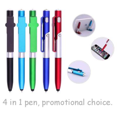 China Cell Phone 4 in 1 Ball Pen with Cell Phone Holder Light Stylus for sale