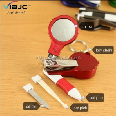 China Promotional Ear Selection Mirror Folder Nail Pen Multifunction Pen Key Chain 4 In 1 Ballpoint Pen for sale