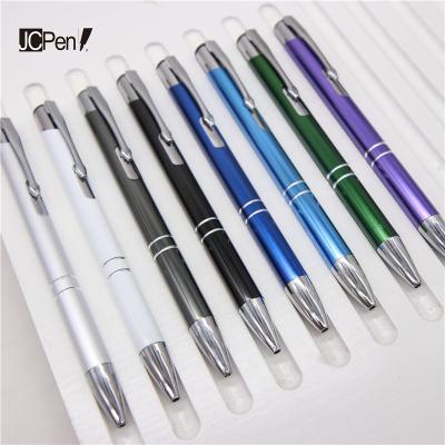 China Soft cheap cusotm logo printing black aluminum metal ballpen ballpoint pen for sale