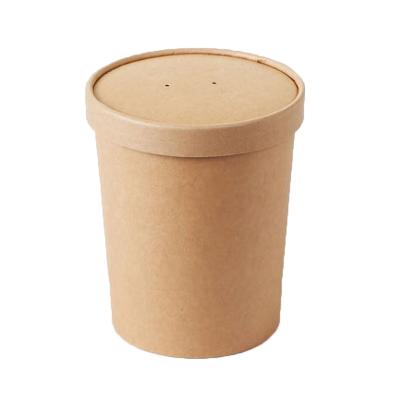 China Disposable Custom Printed Disposable Brown Kraft Paper Cup With Cover For Ice Cream for sale
