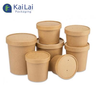 China Disposable Eco Wrapping Paper Soup Bowls Disposable Hot Easy Takeout Soup Bowl With Lids for sale