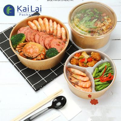 China Bamboo Disposable Takeout Cardboard Fiber Food Packaging Salad Bowl Disposable Paper Cups Print With Lid for sale