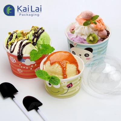 China Disposable Custom Printing Disposable Ice Cream Paper Cup Container With Lids Carton Wholesale for sale