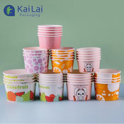 China Disposable Eco-friendly Material High Quality Logo Printed Custom Paper Cup Walls Ice Cream Packing Cup for sale