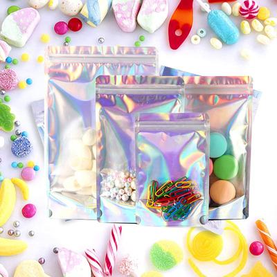 China Security 100 Piece Bags Foil Pack, Stand Up Zipper Bags For Party Picnic Beauty Travel Food Storage (Holographic Color) for sale