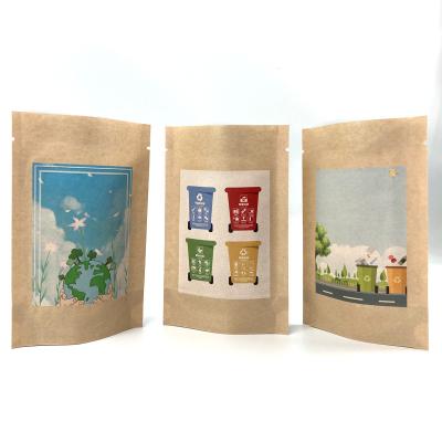 China 3.5grams/8 oz Food Grade Kraft Paper Moisture Proof Recycled Peanut Zipper Top Bags Custom Packaging With Zipper Printed Plastic BAGS for sale