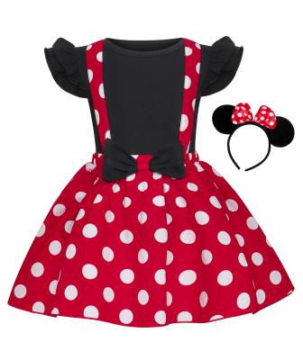 China Eco-Friendly Princess Tutu Dress Dots Dress Bowknot Headband Birthday Party Costume Tulle Spliced Materials Girls Polka Ballet for sale