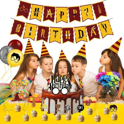 China Party Occasion Harryy Potteer Theme Party Supplier Latex Balloon Set Magic Kid Birthday Party Decorations With Cake Toppers for sale