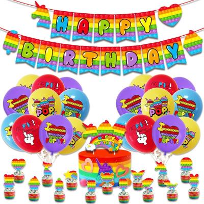 China PartyPlace POP Rodent Pioneer Theme Birthday Party Decoration Decompression Computer Toys Party Occasion Pull Cake Topper Balloon Flag Set for sale
