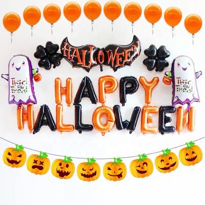 China Party Occasion PartyPlace Halloween Pull Flag Balloons Decoration Set Funny Pumpkin Pixie Zombie Halloween Party Decoration Balloons for sale