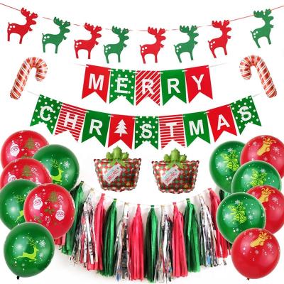 China Party Occasion PartyPlace Christmas Flag Set Shopping Mall Store Decoration Flag Flower Stage Cartoon Christmas Hanging Costume for sale