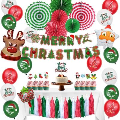 China Party Occasion Amazon Christmas Set Movie Balloon Santa Elk Christmas Pull Flag Aluminum New Year Party Decoration for sale