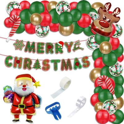 China Party Occasion Party Place Amazon Merry Christmas Letters Pull Flag Balloons Set Christmas Glitter Arch Balloons Party Decoration Chain Supplies for sale